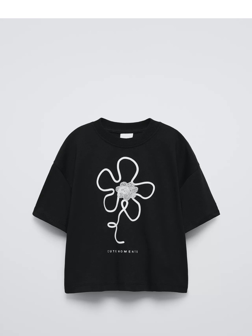 Zara Kids Black Graphic Flower Tee